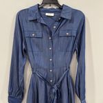On 34th Women's Chambray Belted Visit Shirtdress Size Medium NWOT Blue Photo 2