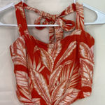 Aeropostale ‎ women’s orange leaf cropped elastic halter summer tie top medium Photo 0