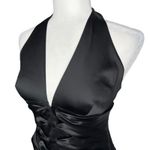 Cache  Vintage 90s Satin Corset Halter Dress Womens Size 8 Black Classic Backless Photo 5