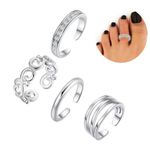 Boutique NEW White Gold‎ Filled Adjustable Pinky Toe Midi Channel Band Ring Photo 2