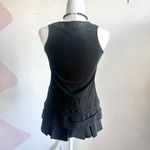 Banana Republic Black V-Neck Blouse Layered Hem, Minimalist, Business Casual, Modern Classic,XXS Photo 2