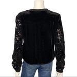 Gianni Bini NEW Black Velvet Floral Sequin Sweatshirt Top Party Holiday Size L Size L Photo 4