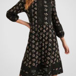 Boden Eyelet Lace Panel Dress Black Bouquet Size 10 Photo 0