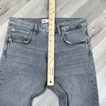 ZARA Distressed High Waist Cropped Raw Hem Stretch Jeans Grey Black 6 Photo 10