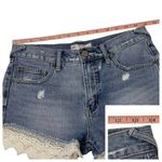 Free People Lace Trim Distressed Denim Shorts - Blue - 25 Photo 4