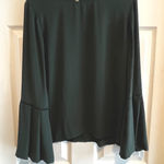 Loft Womens Green Bell Sleeve Keyhole Neck Blouse Top Size Small Holiday Party Photo 0