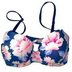 VS PINK Wear Everywhere Lightly Lined Roses Floral Bra Size 34D Navy Blue White Photo 7