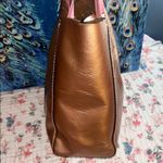 Coach Rose Gold Metallic Tote Bag with Pink Canvas Straps Photo 3
