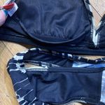 Victoria's Secret Vtg 90s Y2K 2pc Halter Bikini Set Black Gray White Stripe Abstract Geometric M Photo 2