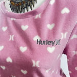 Hurley  Pajama Crop Top Women's Size Large Pink White Hearts Barbie Valentines Photo 2