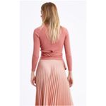 ZARA Peach Tie Waist Ribbed Cropped Wrap Sweater size Large Photo 2
