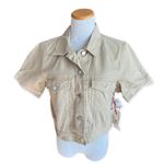 Gap NWT Womens  Originals Iconic Cropped Khaki Denim Jacket - Sz L Petite Photo 0