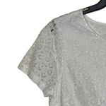 J.Crew  Blouse Top Size 6 White Lace SS Lined Cotton Nylon Blend‎ Womens Photo 3