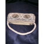 white gold beaded floral‎ bag 7"x4" Photo 3