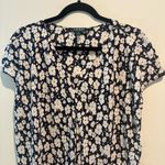 Ralph Lauren Lauren  Floral Blouse Top V-neck Plus Sz 2x Navy Cream Boho Feminine Photo 1