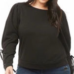 Forever 21  tie sleeve black sweatshirt 2X Photo 0