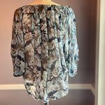 Karen Kane  sheer blue floral blouse with dolman sleeves and beaded neckline Photo 2