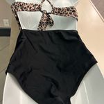 Swimsuit Leopard Print Cutout Swimsuit XL Brown Photo 4