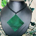 Rave Green Square E girl Punk Necklace New Photo 1