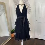 Heart Soul Early 2000's Black Ruffled Frilly Mesh Halter Neck Mini Dress S Photo 2