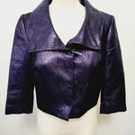 Tracy Reese NY purple metallic jacquard laquer cropped blazer size medium Photo 0