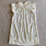The Limited Off white sheer polka dot ruffled & pleated blouse Photo 0