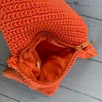 Orange Knit Zip Up Flap Knit Crossbody Purse Photo 4