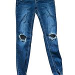 Paris Low Rise Dark Blue Distressed Skinny Jeans Size 8 Photo 0