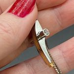 Stainless Steel Two Tone Gold & Silver CZ Cross Necklace Photo 5