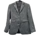 Theory Gray & White Virgin Wool Pinstripe Long Sleeve Three Button Blazer Sz 0 Photo 0