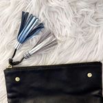 Anthropologie HECHIZO x  Black Bag Clutch Purse Faux Leather Tassels Boho Photo 3