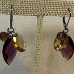 Source Unknown  Purple and Gold Dangle Earrings Photo 0