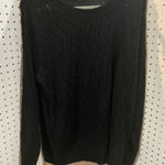 Black Crew Neck Knit Sweater Mesh Cutout Pattern Long Sleeve Pullover Top 1XL Size undefined Photo 0