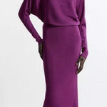 Karen Millen Women's Drape Knit Bat Wing Pencil Midi Dress Size Small Purple Photo 0
