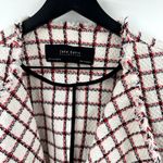 ZARA  Raw Hem Red, White, & Navy Tweed Jacket Size Small Photo 3