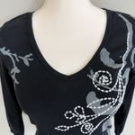 Tryst Vintage  Y2K Woman’s Top Black Sz M 3/4 Sleeve V-neck Whimsigoth Celestial Photo 1