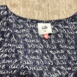 CAbi XL blouse I love you in different languages 100% polyester flowy navy blue Photo 3