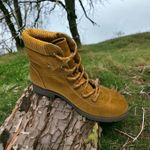 st. john's bay Womens Boots Sz 6.5 Yumma Cognac Stacked Heel Lace Up Brown NEW Photo 4