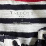Talbots Striped Knit Dress Lace-Up Neck Short Sleeve Casual White Black M Photo 4