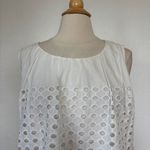 Jennifer Grace Solid White Eyelet Bubble Hem Tank Top Photo 1