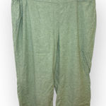 Lane Bryant Plus 26 Green Linen Blend Wide Leg Crop Pants Resort Style Photo 0