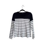SheIn Striped Top White Black Contrast Ribbed Fitted Long Sleeve Photo 1