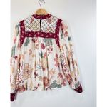 Anthropologie Let Me Be Womens Top Red Quilted Floral Blouse Cottagecore Boho XS Photo 8