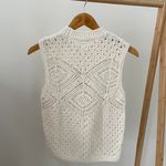 ZARA NWT Pointelle Crochet Knit Sweater Tank Top in Cream - S Photo 6