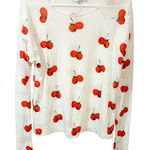 Wildfox Thin Knit White Red Cherry Print Long Sleeve Top Size Small Photo 0