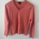 LXRI Cashmere Coral Cable Knit V Neck Sweater Long Sleeve Women's PL Pink Size undefined Photo 0
