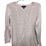 Karen Scott  Cotton Blend Baby Pink Knit Sweater Size Large Preppy Winter Photo 0