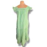 Draper James RSVP Green Gingham Plaid Cotton Midi Dress Ruffle Sleeves Medium Photo 1