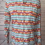 Panhandle Western Top Womens Medium Aztec Southwest Pearl Snap Cowgirl Rodeo Orange Photo 0