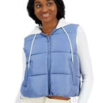 Madden Girl Hoodie Puffer Vest Rustic Blue NWT Juniors XL / Women’s L Photo 0